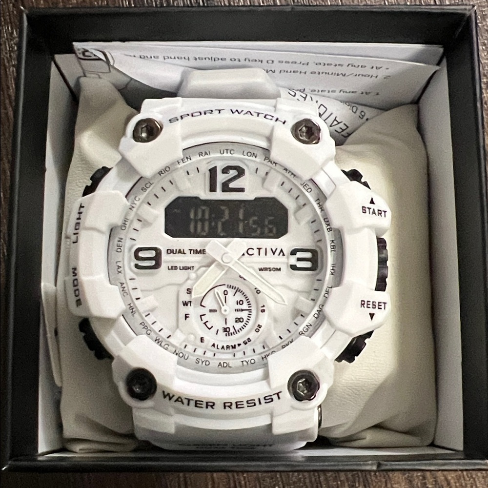 ACTIVA White Dual-Time Sport Watch for Men